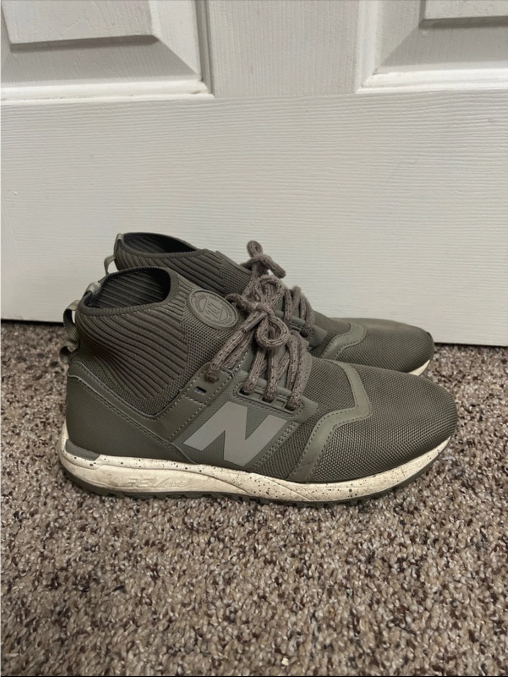 New Balance Women's Olive Ivory Mid-Top Sneakers